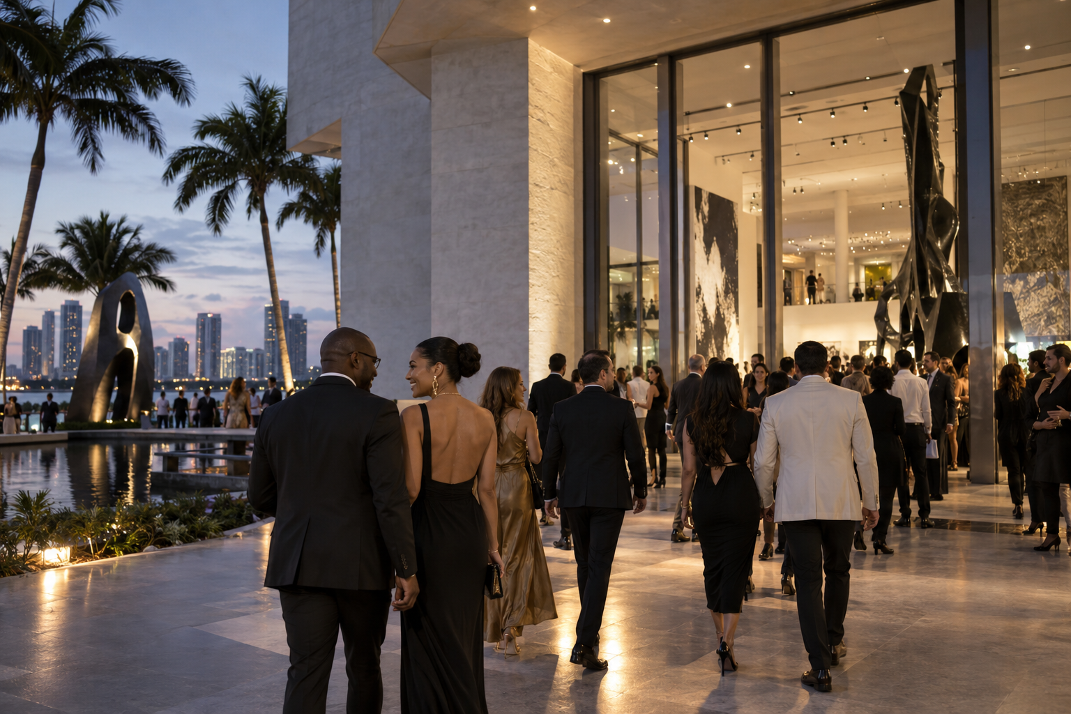 Guests arriving at a distinctive South Florida cultural venue