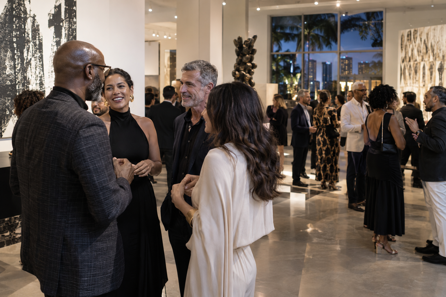 Guests sharing a natural conversation during the evening
