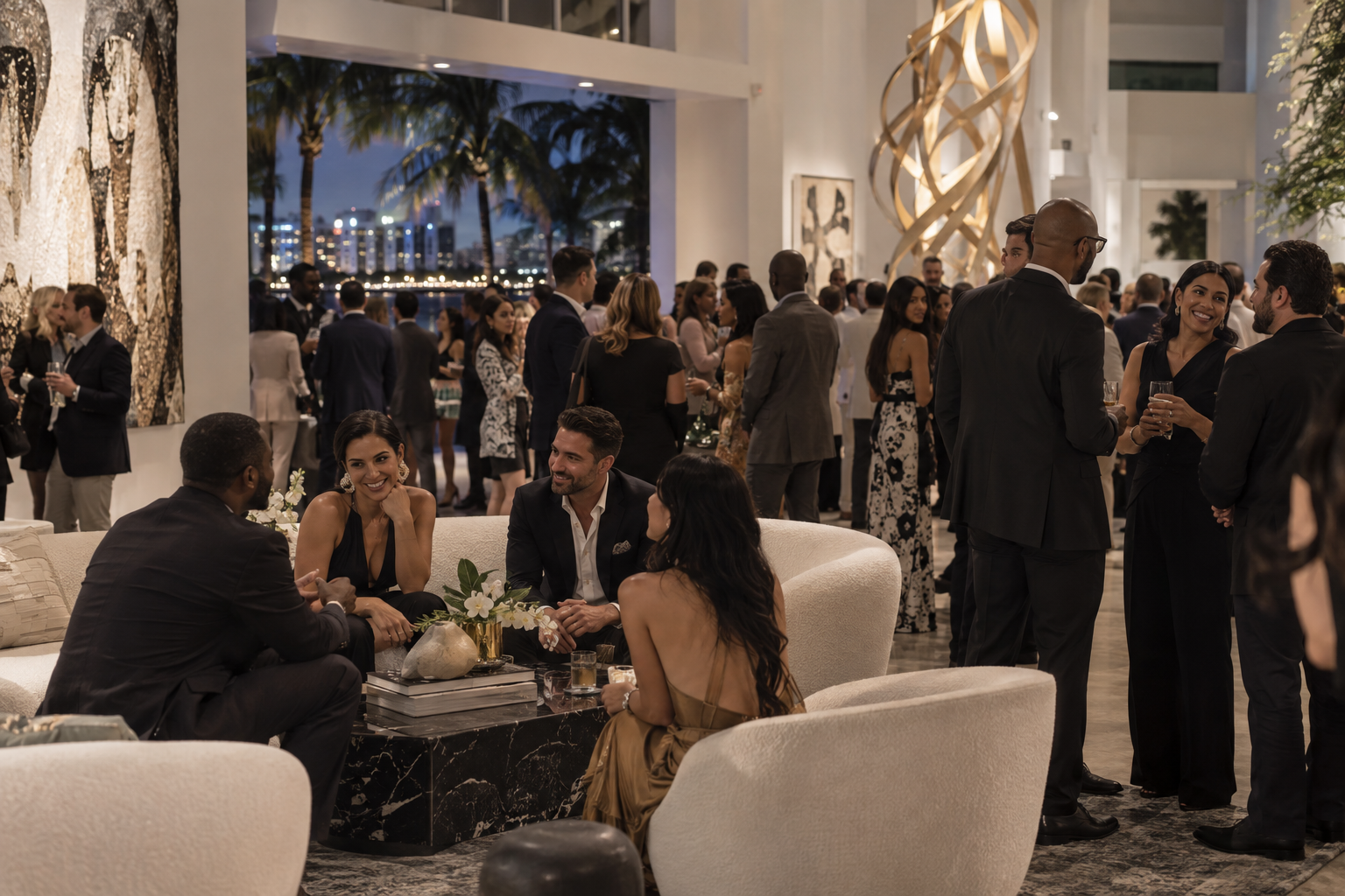 Guests continuing the evening after the program